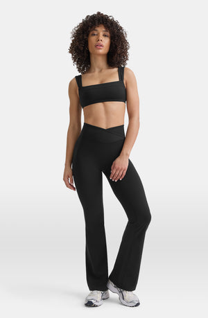 DAYFLEX WRAP HIGH WAISTED FLARED YOGA PANT NO FRONT SEAM - SHADOW BLACK