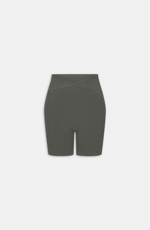 DAYFLEX WRAP HIGH WAISTED CYCLING SHORTS - DARK OLIVE