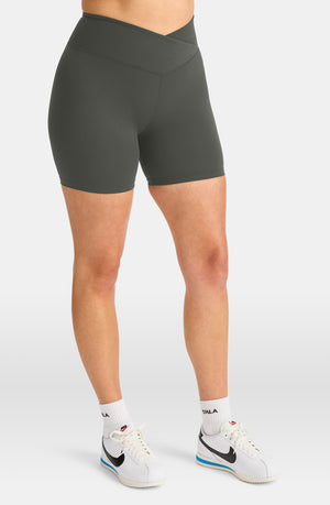 DAYFLEX WRAP HIGH WAISTED CYCLING SHORTS - DARK OLIVE