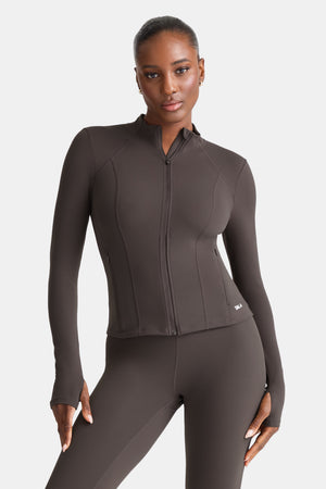 DayFlex Zip Through Sports Jacket - Deep Taupe