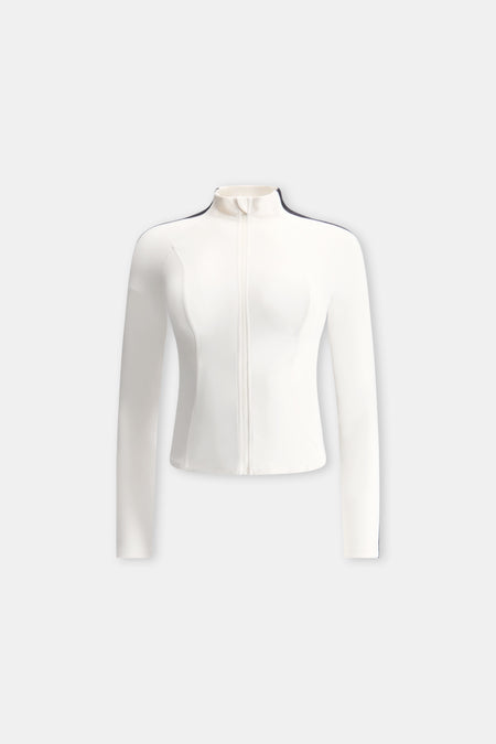 DayFlex Contrast Stripe Zip Through Jacket - Ivory And Shadow Black