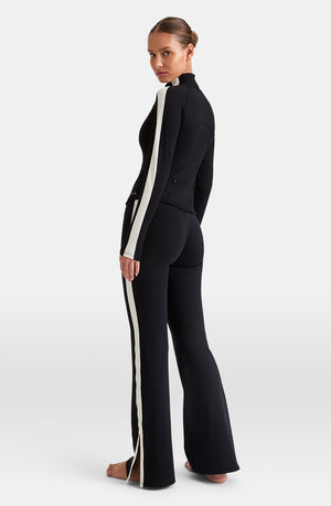DAYFLEX CONTRAST STRIPE ZIP THROUGH JACKET - SHADOW BLACK AND IVORY
