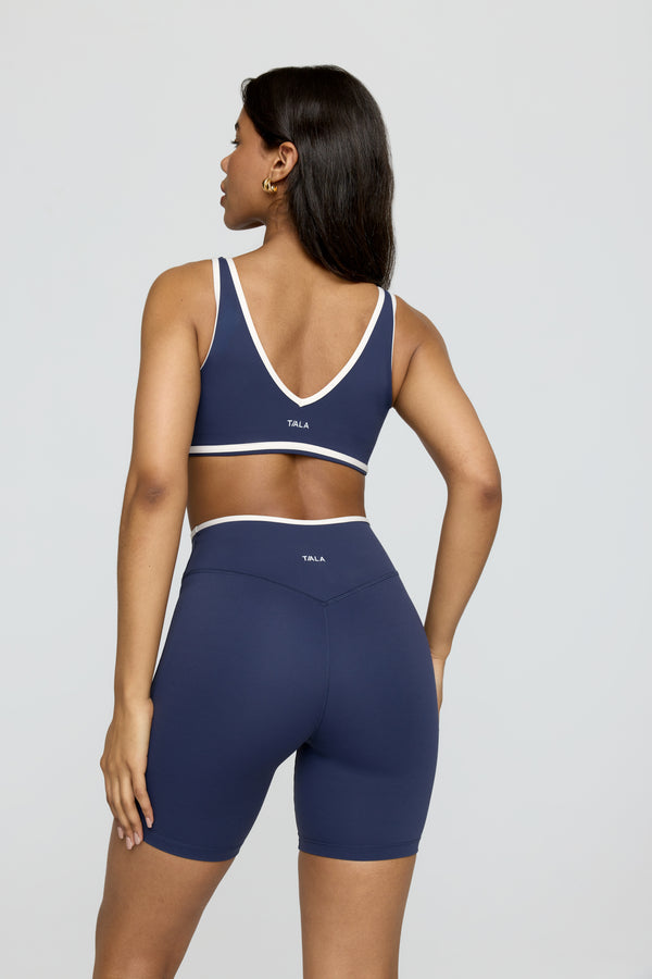 DayFlex Contrast Trim High Waisted Cycling Short - Navy And Milk