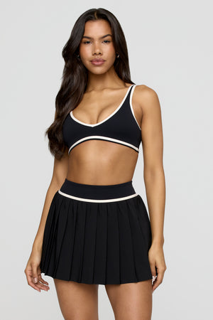 DayFlex Pleated Tennis Skort - Shadow Black And Buttermilk