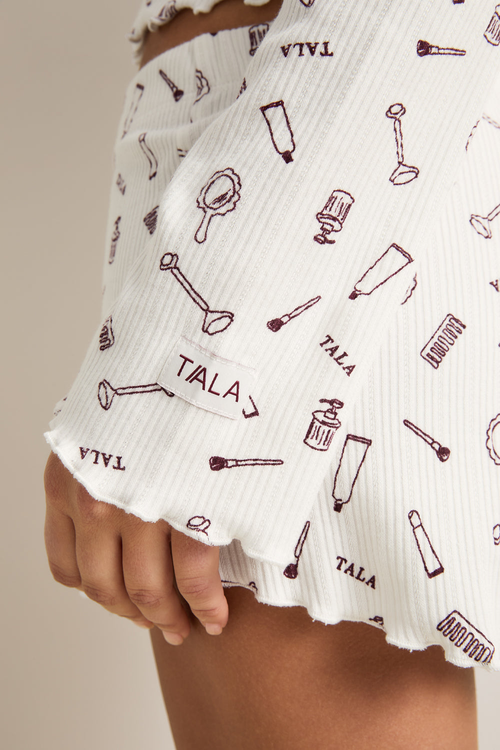 Tie Up Pyjama Cardigan - Ivory 'Wake Up' Print