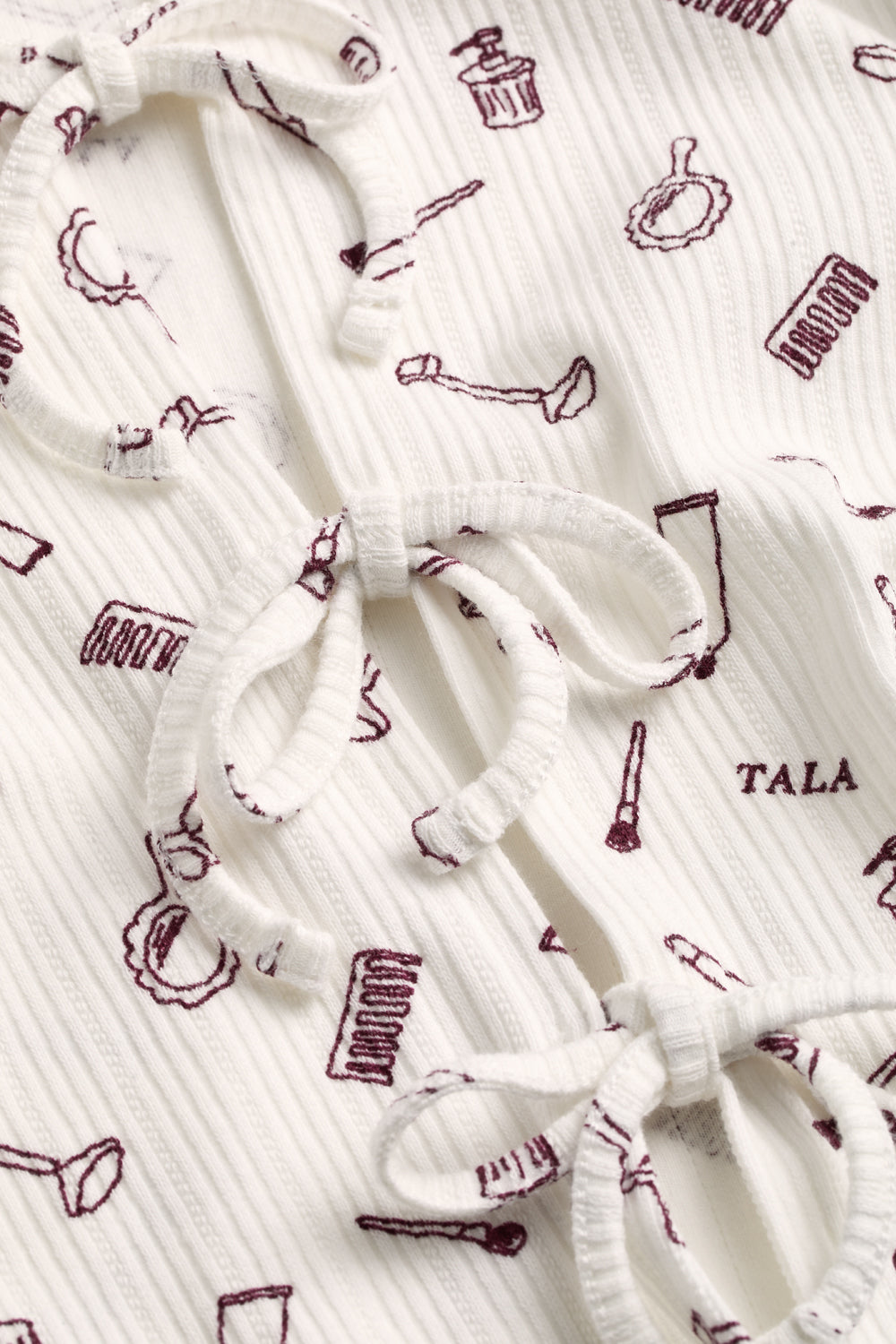 Tie Up Pyjama Cardigan - Ivory 'Wake Up' Print