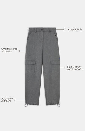 EVERYDAY TAILORING ADJUSTABLE MULTIWAY CARGO TROUSERS - CHARCOAL GREY MARL