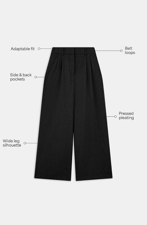 EVERYDAY TAILORING ADJUSTABLE WIDE LEG TROUSERS - BLACK