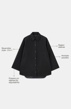 QUILTED REVERSIBLE BARN JACKET - BLACK