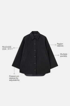 Quilted Reversible Barn Jacket - Black