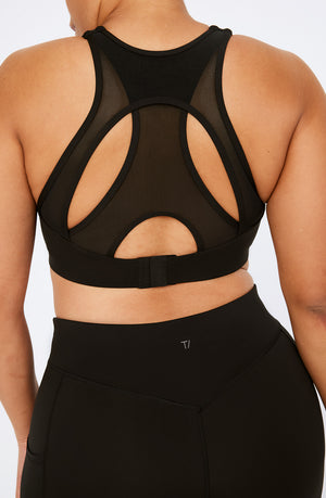 FORMTECH HIGH NECK RUNNING SPORTS BRA - BLACK
