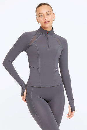 FORMTECH QUARTER ZIP LONG SLEEVE RUNNING TOP - GRAPHITE