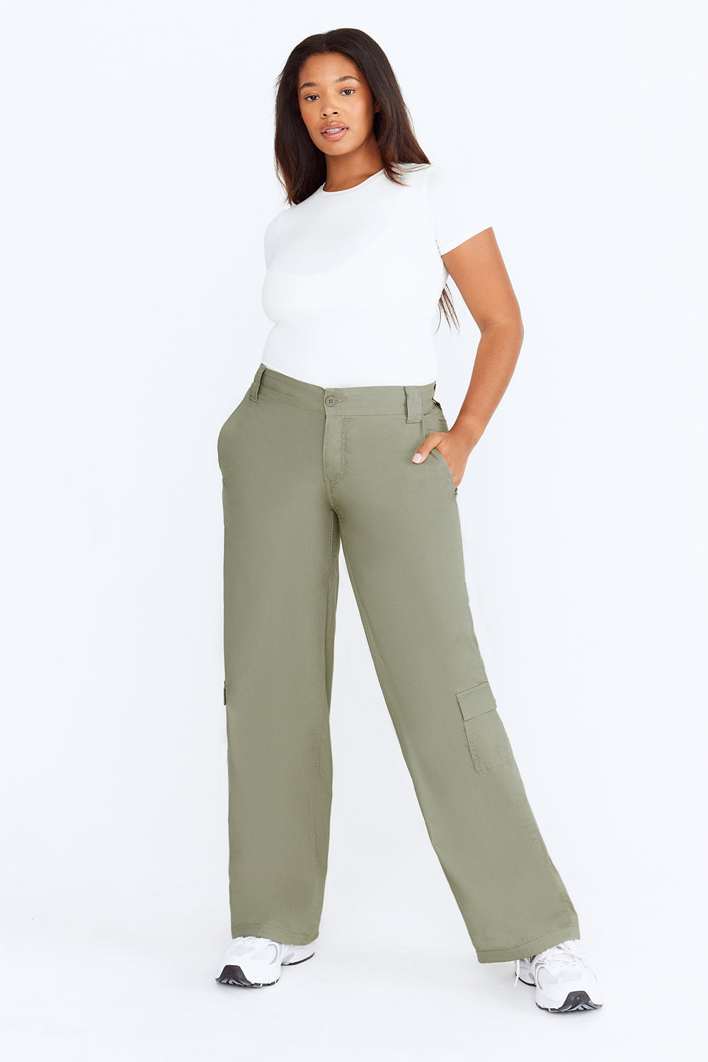 Belted elastic waist cargo pant