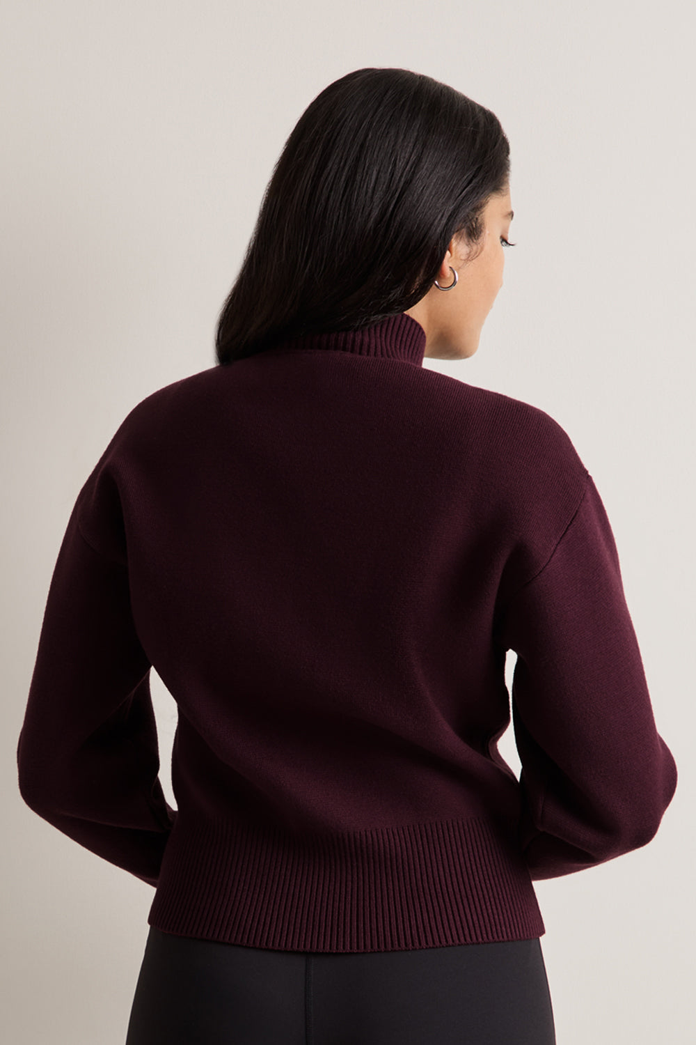 Zip Through Knit Cardigan - Deep Burgundy