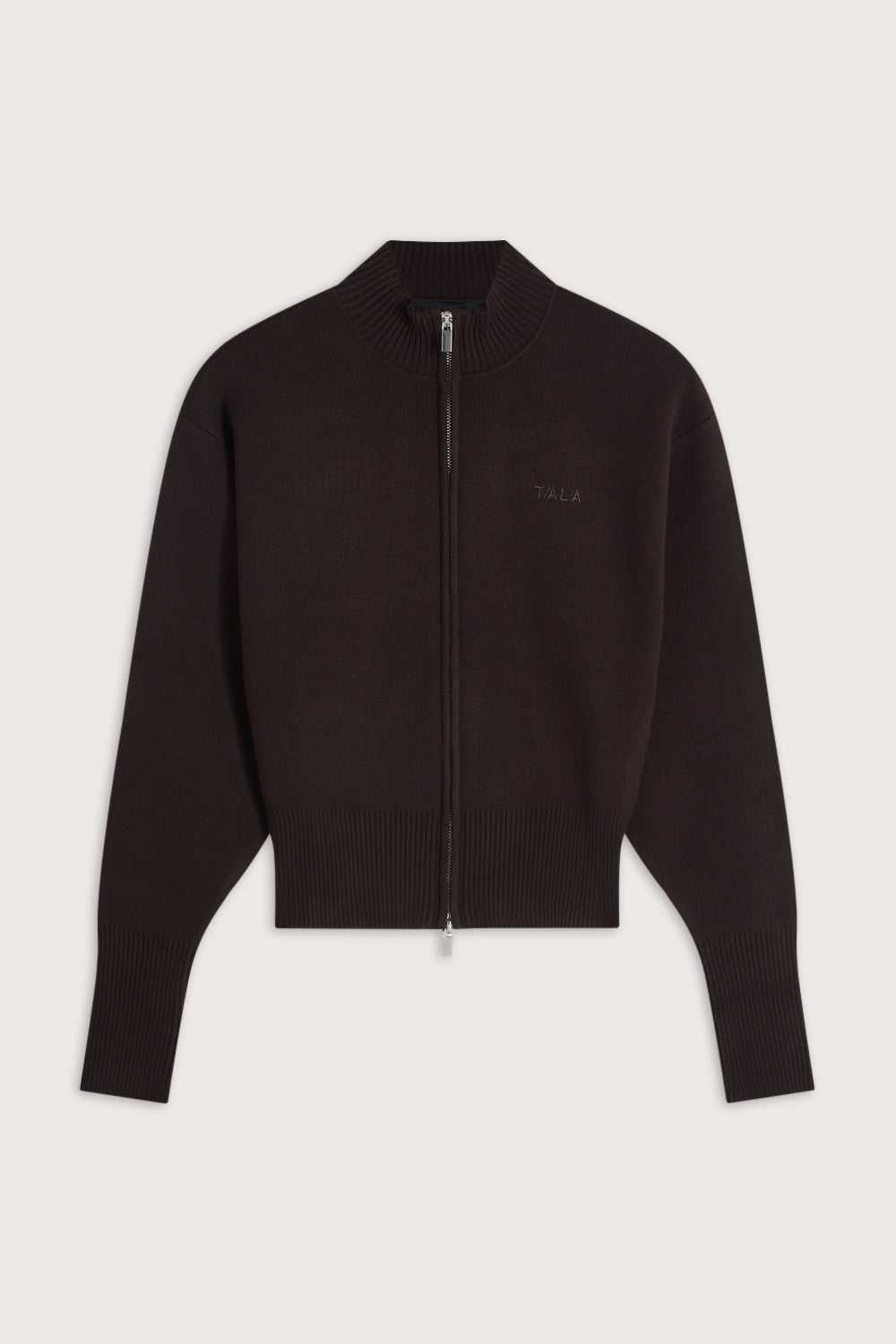 Zip Through Knit Cardigan - Americano