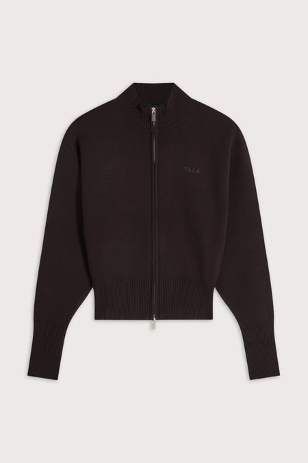 Zip Through Knit Cardigan - Americano
