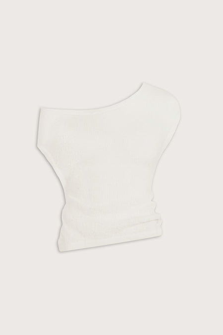 Beach Knit Asymmetric Top - Ivory