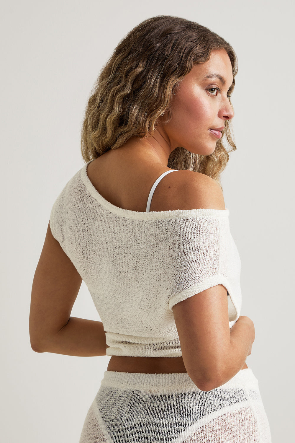 Beach Knit Asymmetric Top - Ivory