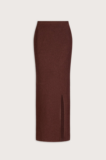 Beach Knit Maxi Skirt - Brown
