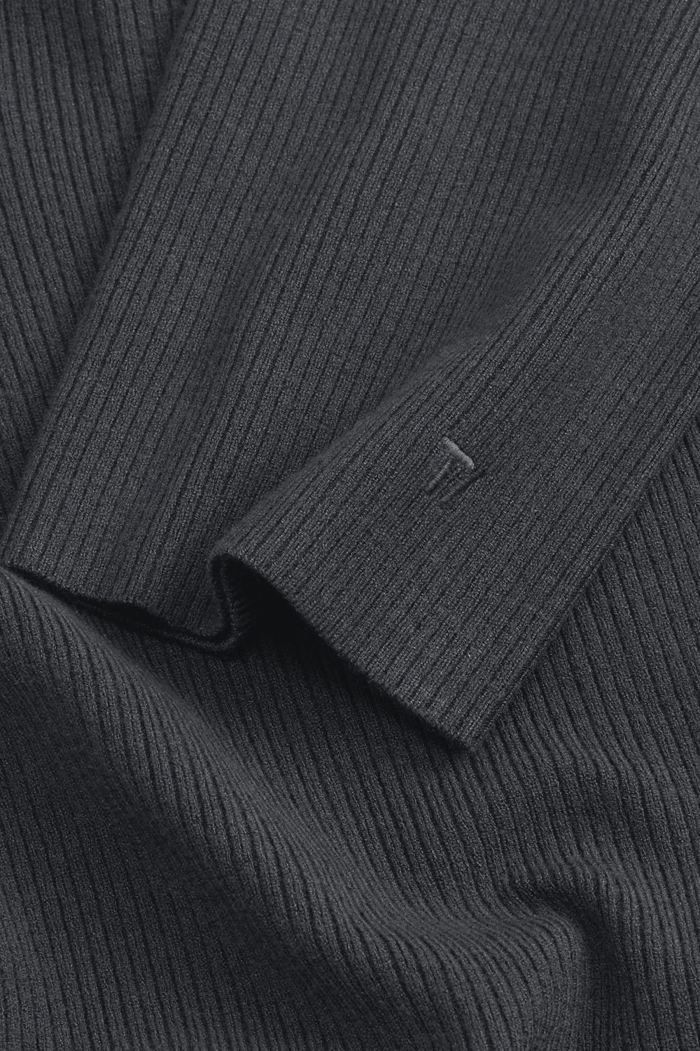 LOOSE FIT RIBBED KNIT V NECK SWEATER - CHARCOAL