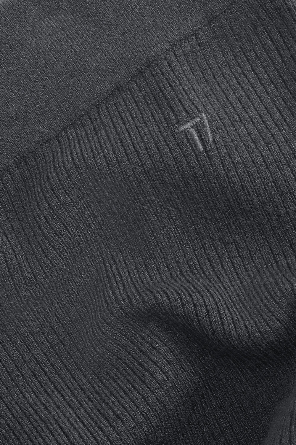 WIDE LEG CONTRAST RIBBED KNIT TROUSERS - CHARCOAL