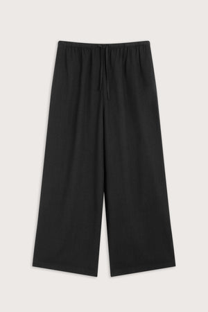 Soft Linen Drawstring Trouser - Shadow Black
