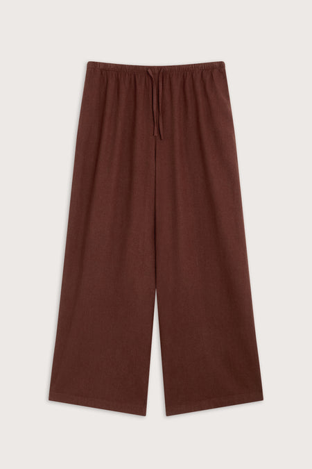 Soft Linen Drawstring Trouser - Deep Rust