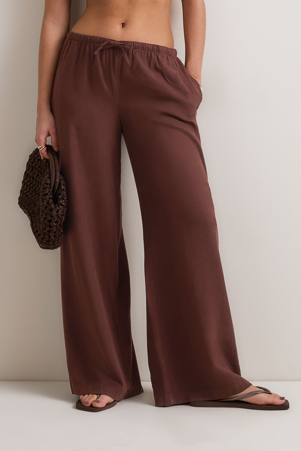 Soft Linen Drawstring Trouser - Deep Rust