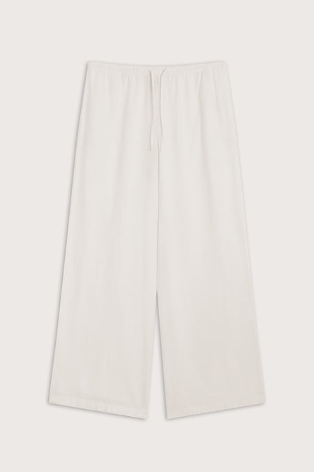 Soft Linen Drawstring Trouser - Ivory