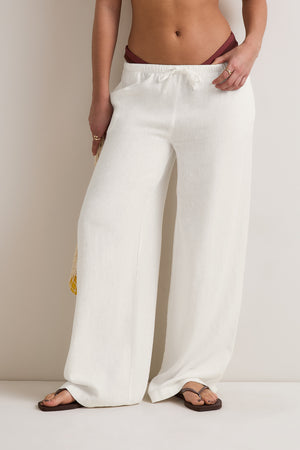 Soft Linen Drawstring Trouser - Ivory