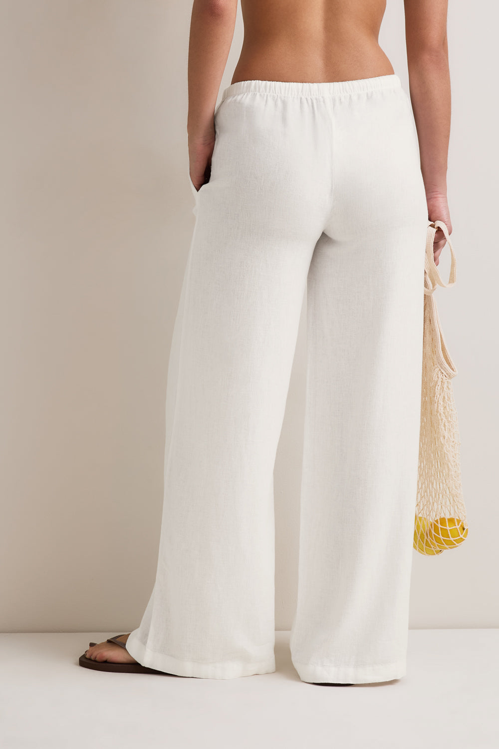 Soft Linen Drawstring Trouser - Ivory