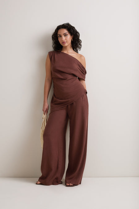 Soft Linen Top - Deep Rust