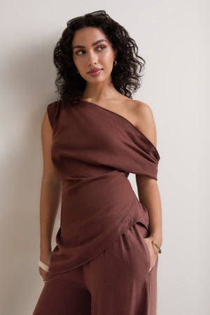 Soft Linen Top - Deep Rust