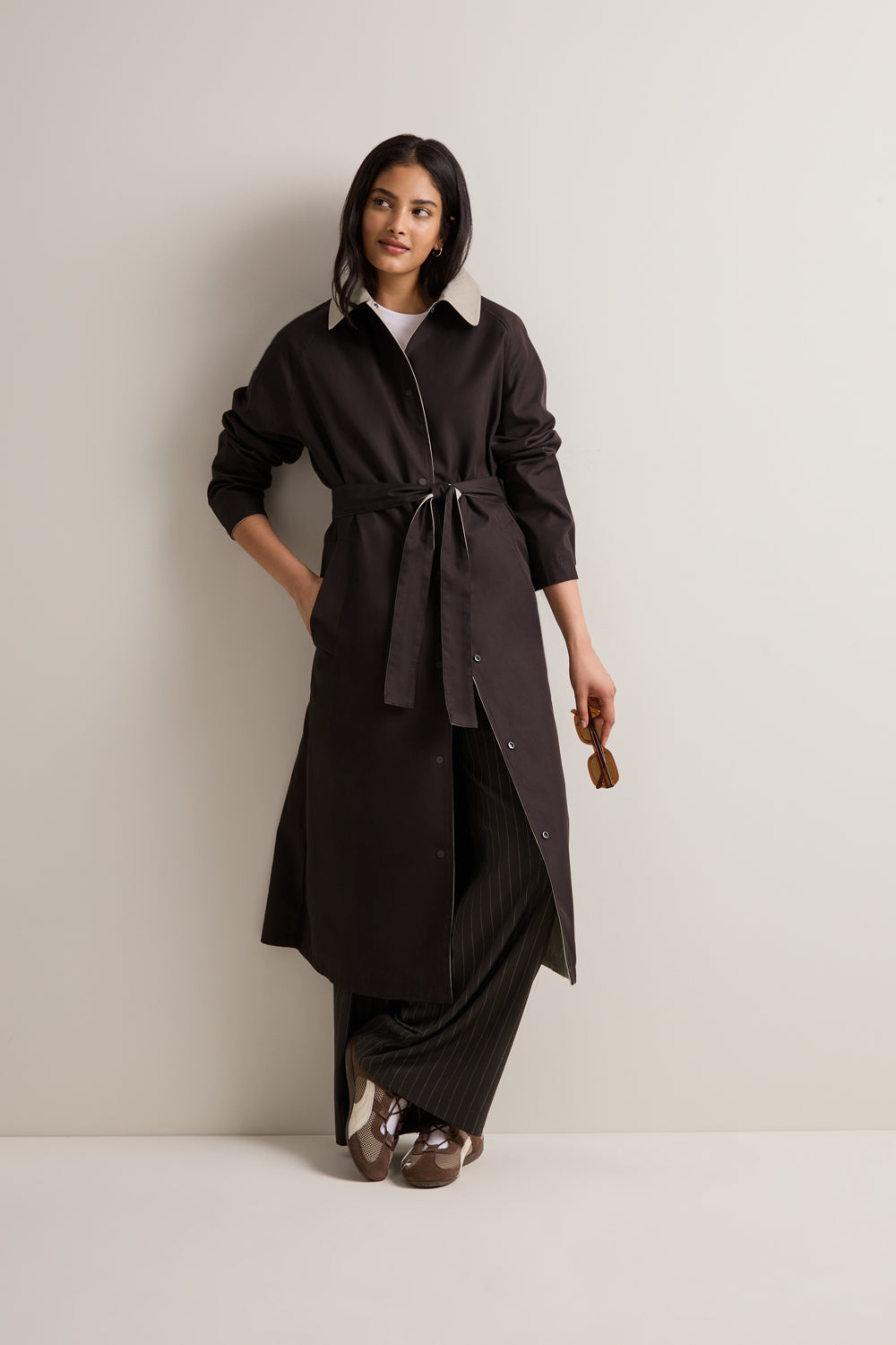 Longline Reversible Trench - Truffle / Americano