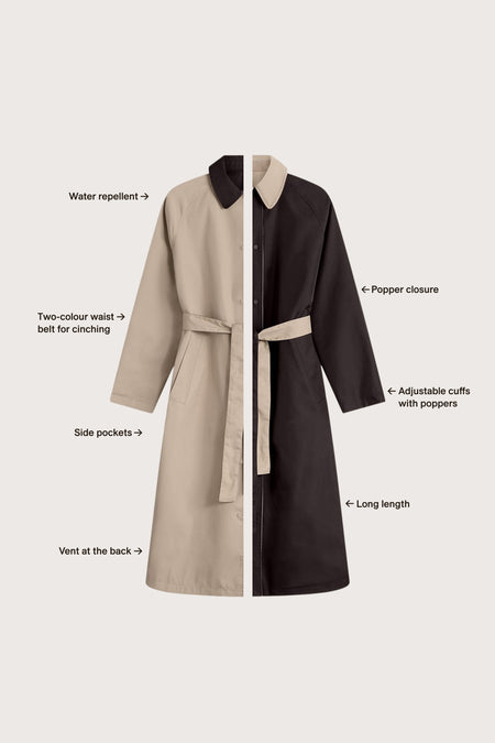 Longline Reversible Trench - Truffle / Americano