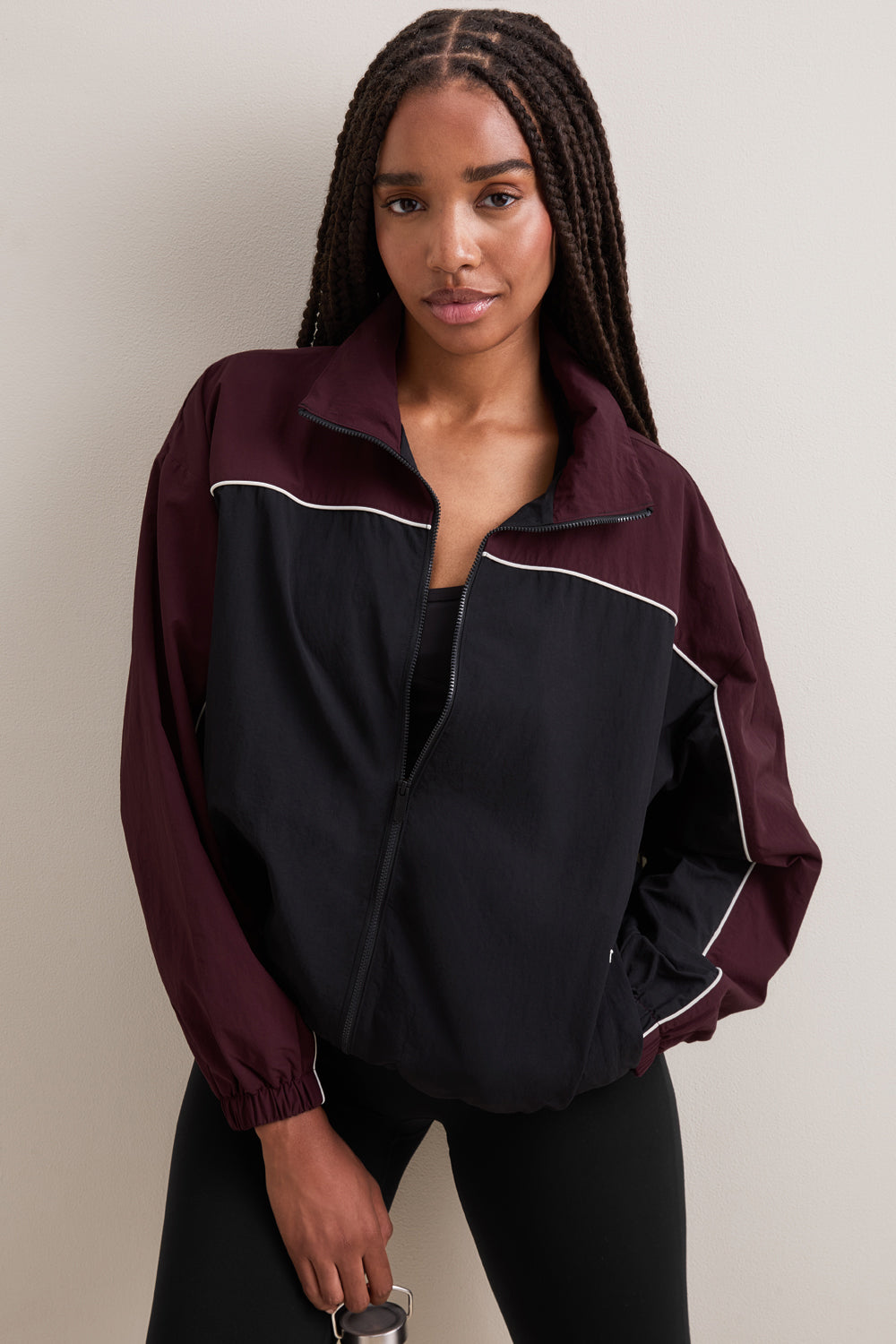 Multiway Contrast Windbreaker - Burgundy