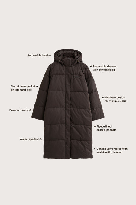 Polar Longline Puffer Coat - Americano