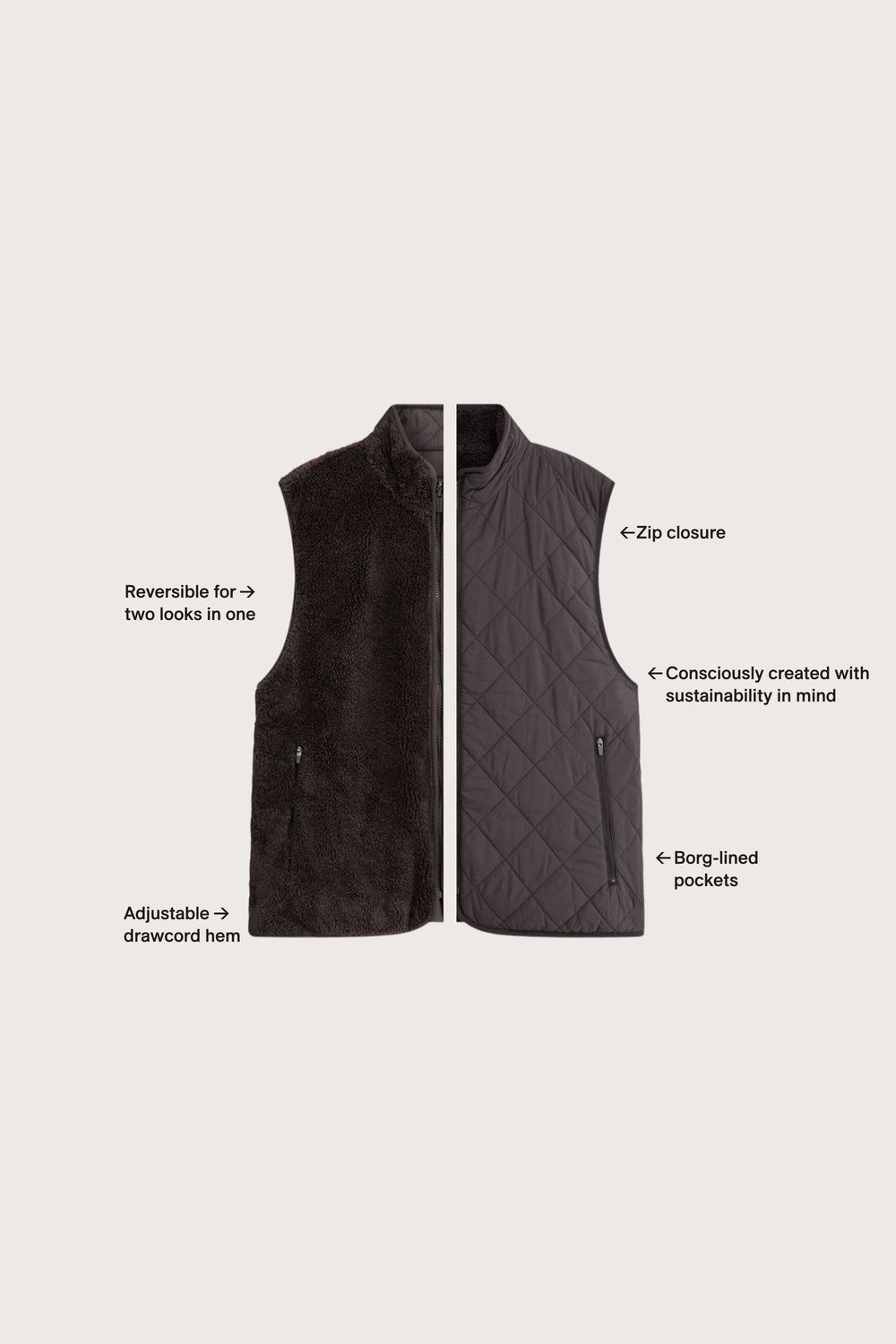 Reversible Fleece Gilet - Americano