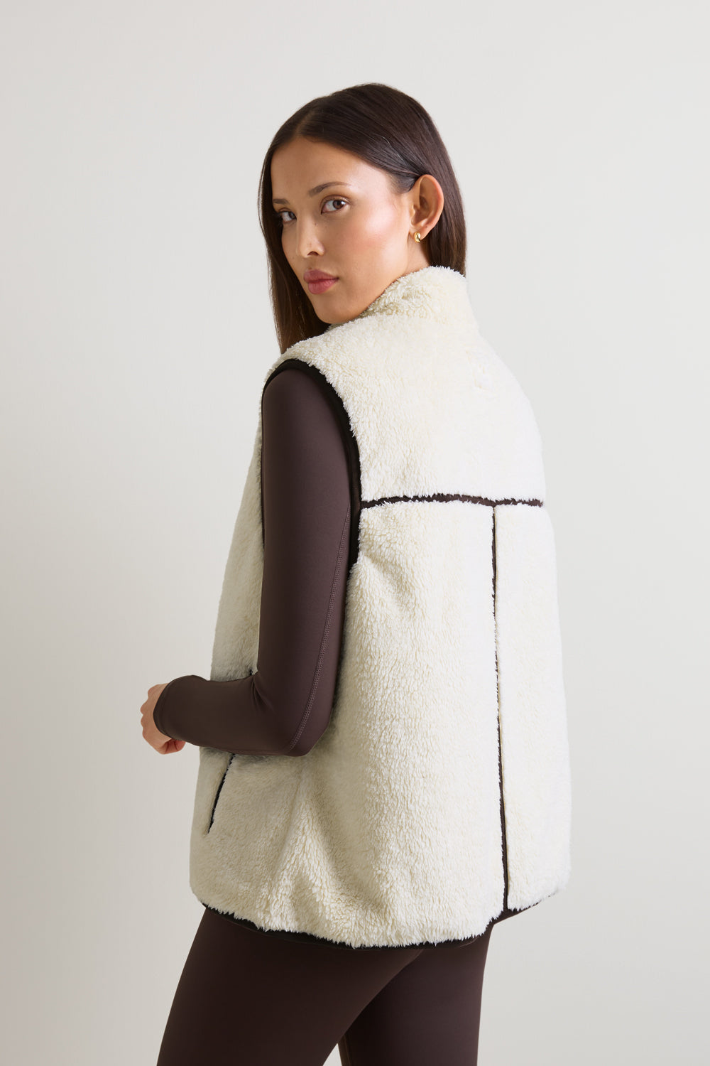 Reversible Fleece Gilet - Ivory & Black