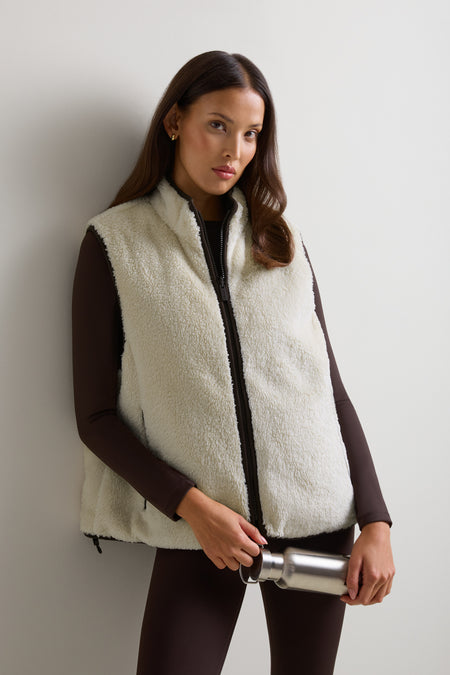Reversible Fleece Gilet - Ivory & Black