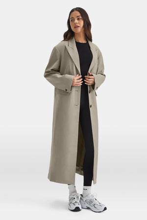 Longline Blazer Coat - Soft Khaki