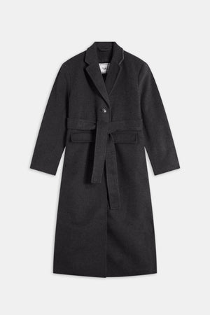 Wool Blend Oversized Overcoat - Charcoal