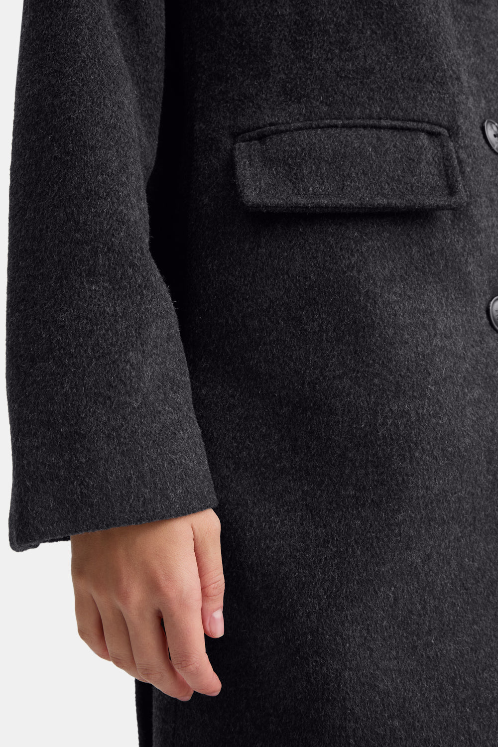 Wool Blend Oversized Overcoat - Charcoal