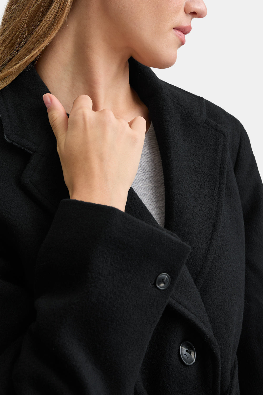 Wool Blend Oversized Overcoat - Black