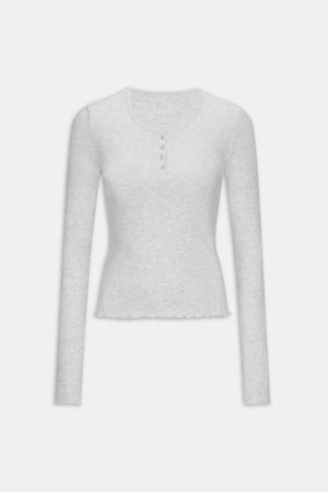 Henley Pyjama Top - Grey Marl