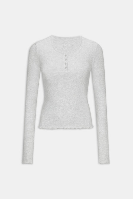 Henley Pyjama Top - Grey Marl