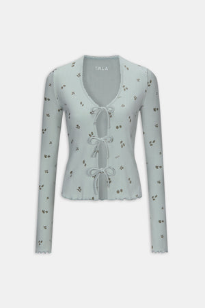 Tie Up Pyjama Cardigan - Sage Woodland Print