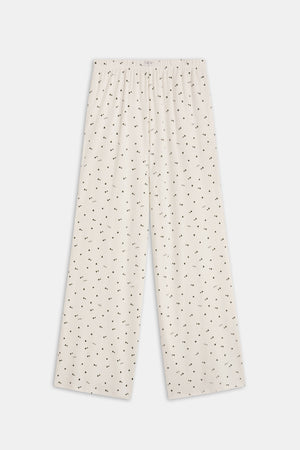 Wide Leg Pyjama Bottoms - Ivory Forest Print