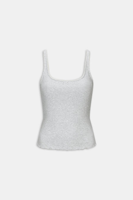 Built In Bra Pyjama Vest - Grey Marl