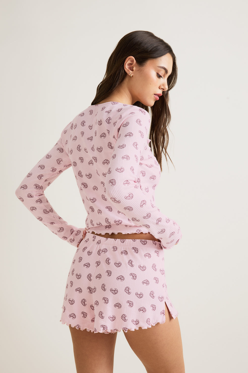 Pyjama Shorts - Pink Croissant